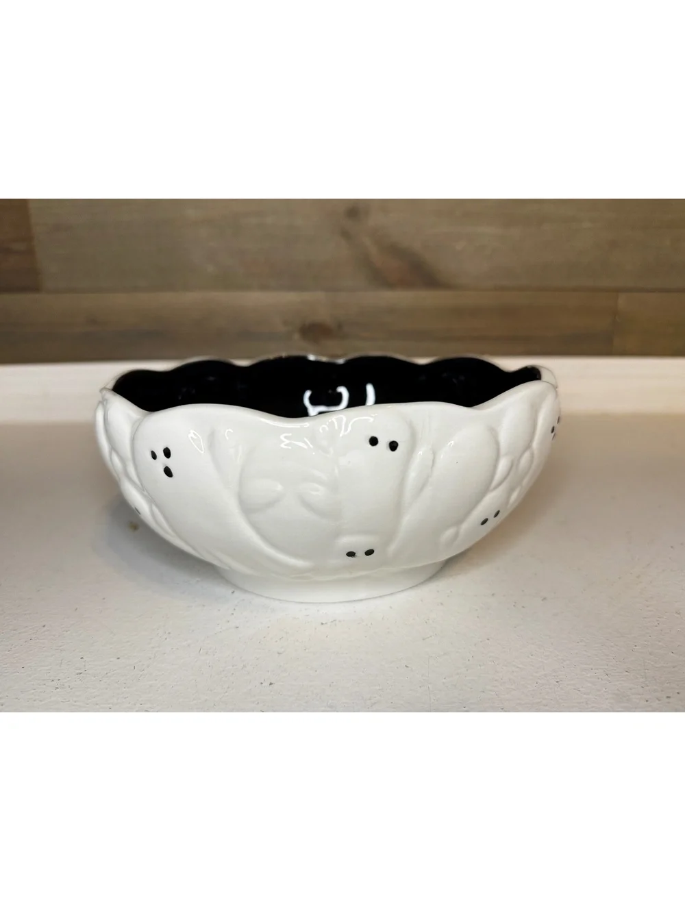 Ghost Halloween Ceramic Bowl - Black & White 7